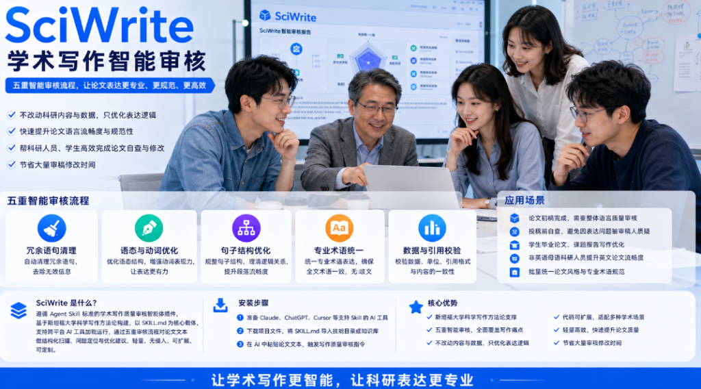 图片[2]-SciWrite学术写作智能审核 Skill 开源：斯坦福方法论加持，一键优化论文表达质量-新觅源码库