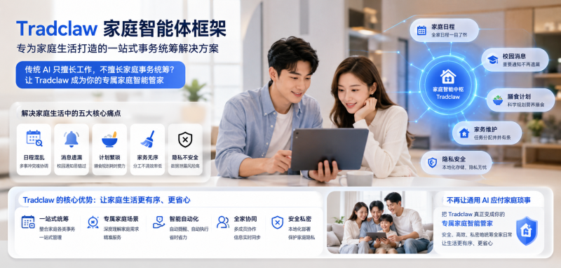 Tradclaw家庭智能体框架正式开源：专为家庭生活打造一站式事务统筹解决方案-新觅源码库