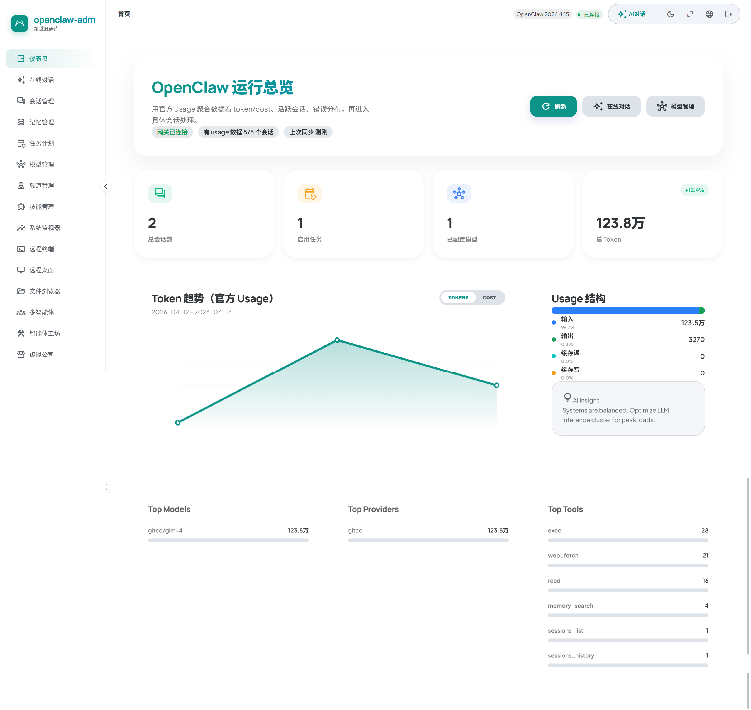 开源多智能体网关可视化管理后台，小新把运维从终端搬进一间控制室-新觅源码库